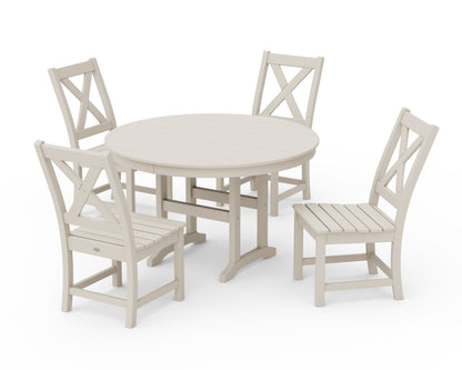 POLYWOOD® Braxton Side Chair 5-Piece Round Dining Set in Sand