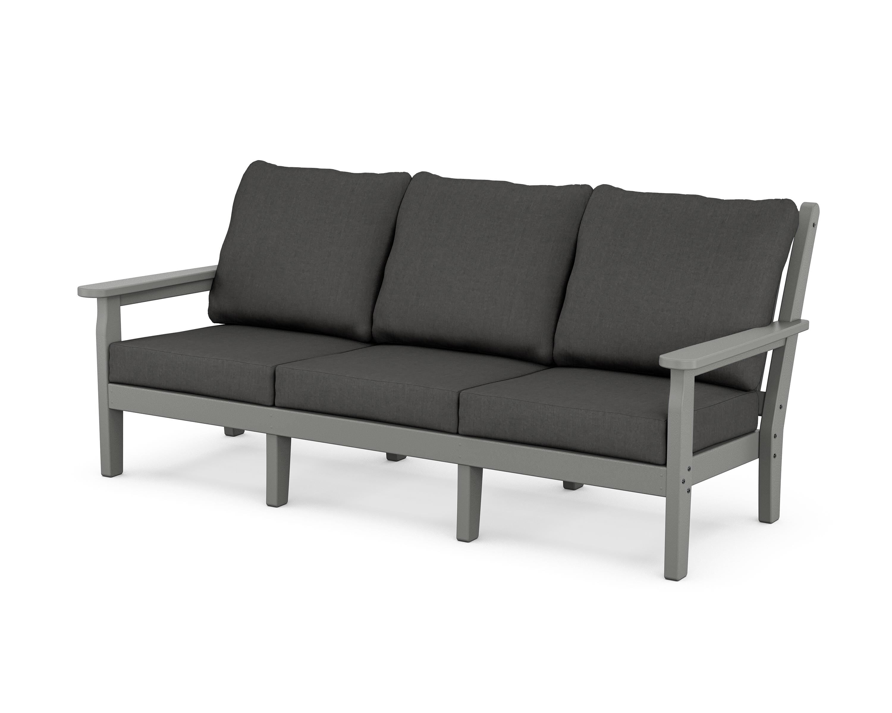 POLYWOOD® Chippendale Deep Seating Sofa in Slate Grey / Spectrum Carbon