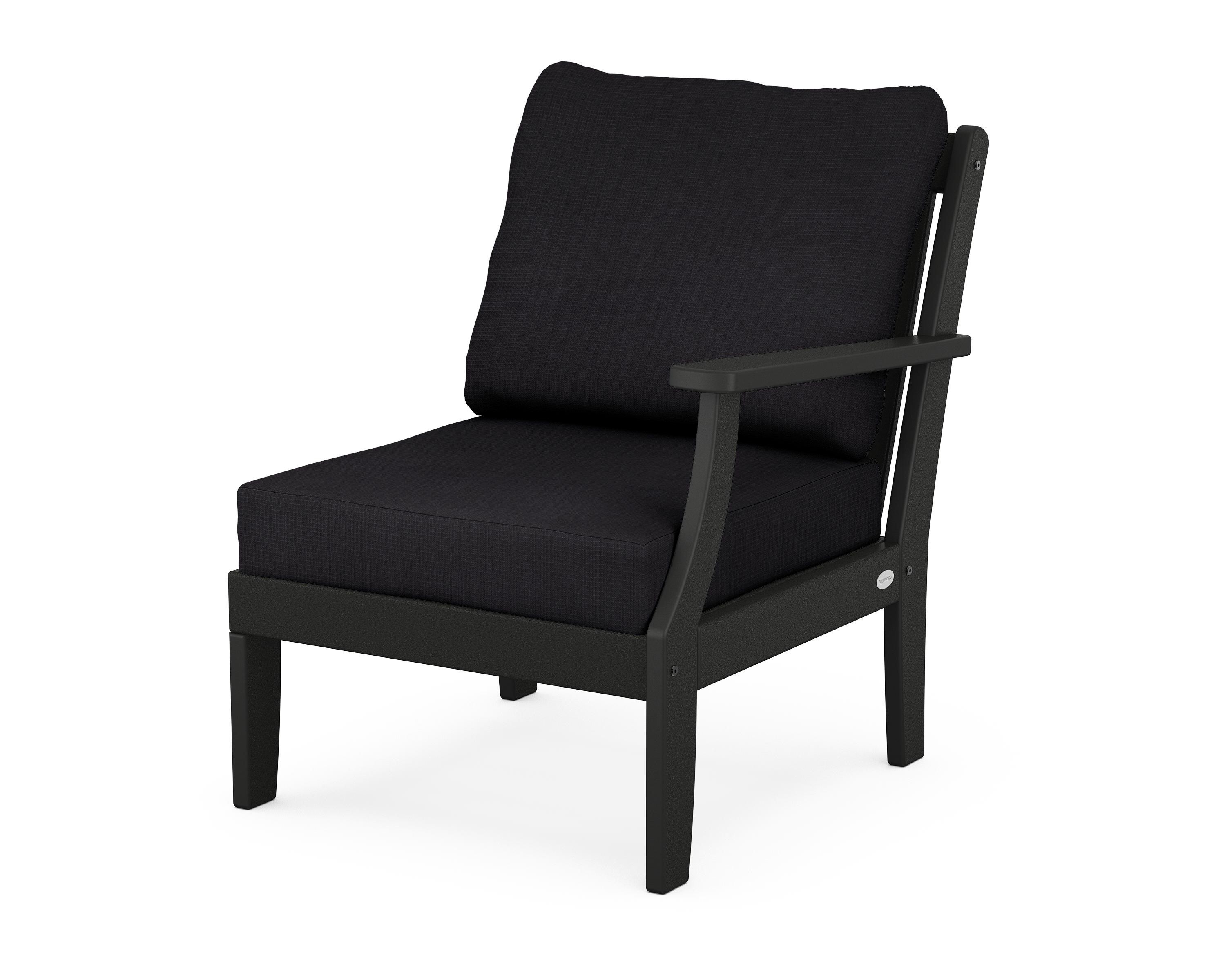 POLYWOOD® Braxton Modular Right Arm Chair in Black / Midnight Linen