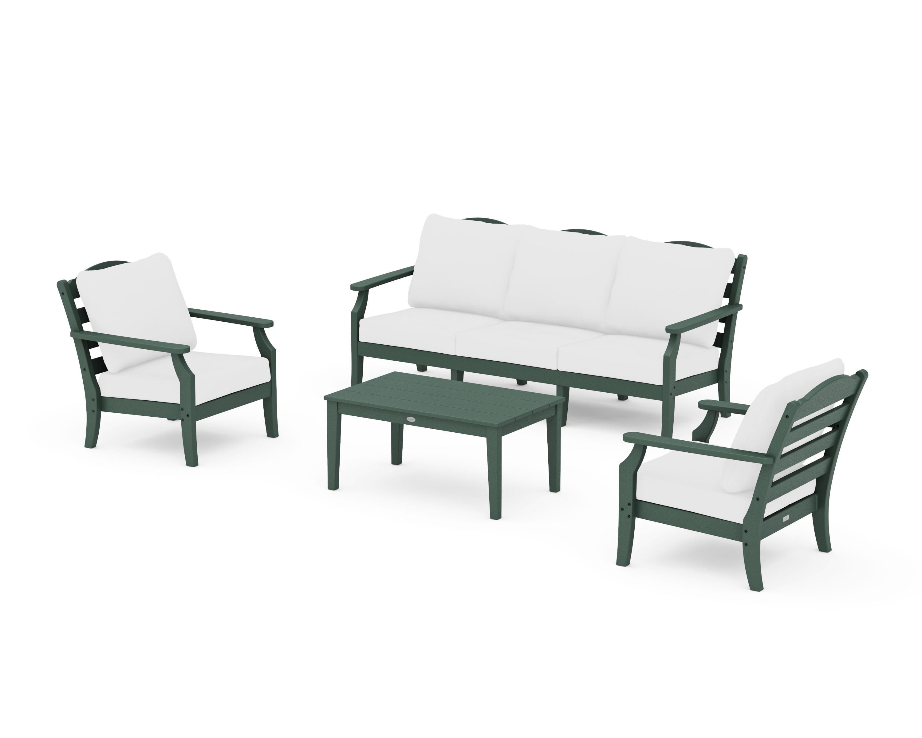 Draper James™ by  POLYWOOD® Savannah 4-Piece Deep Seating Set with Sofa in Green / Natural