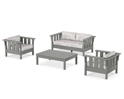 Martha Stewart by POLYWOOD® Acadia 4-Piece Deep Seating Set with Loveseat in Slate Grey / Leaf Dune Burlap
