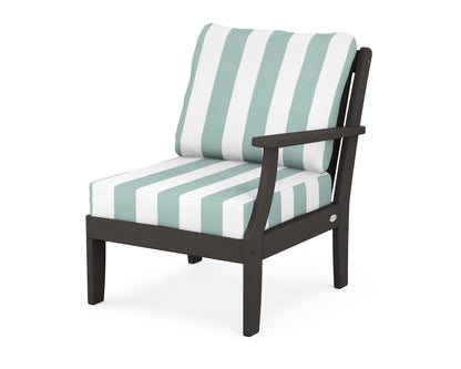 POLYWOOD® Braxton Modular Right Arm Chair in Vintage Coffee / Cabana Stripe Glacier Spa
