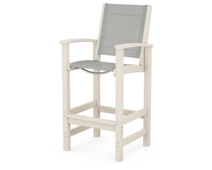 POLYWOOD® Coastal Bar Chair in Sand / Metallic Sling