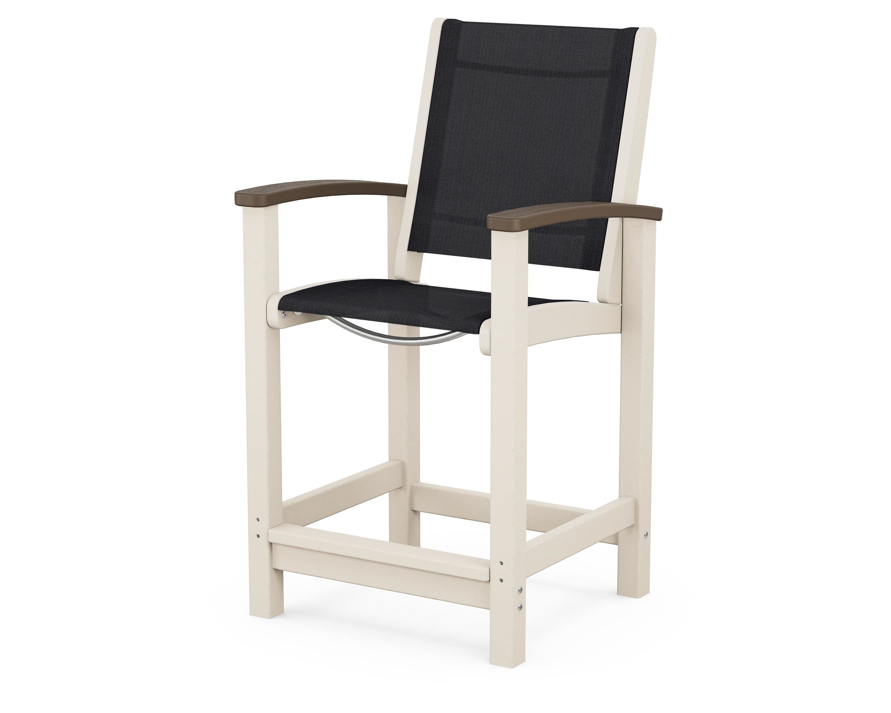 POLYWOOD® Coastal Counter Chair in Sand / Kona / Black Sling