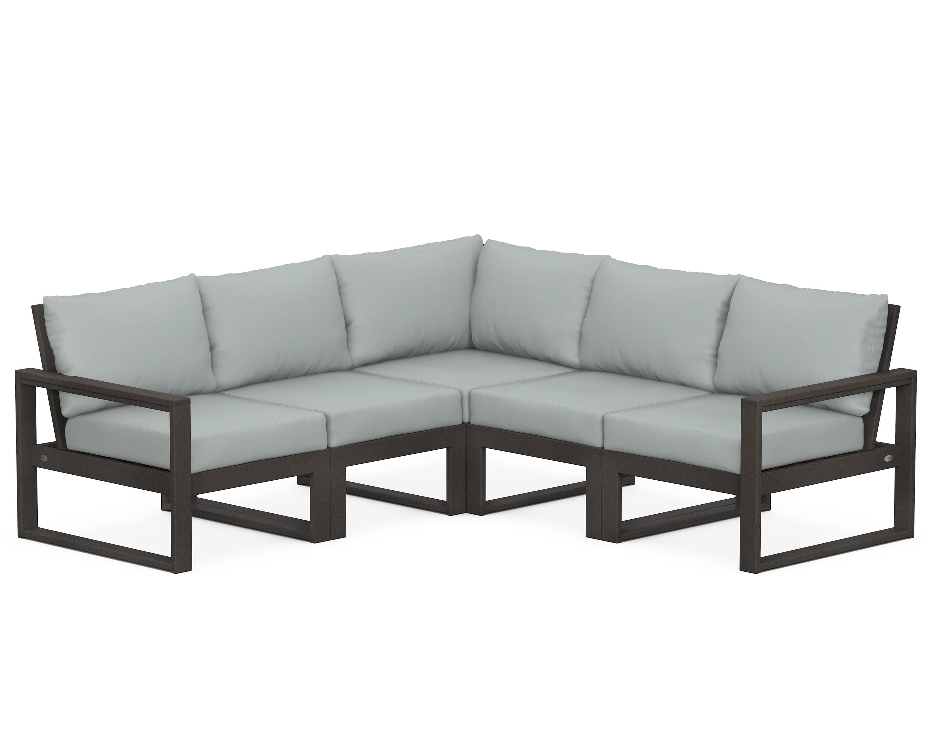 POLYWOOD® EDGE 5-Piece Modular Deep Seating Set in Vintage Coffee / Spa
