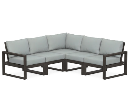POLYWOOD® EDGE 5-Piece Modular Deep Seating Set in Vintage Coffee / Spa