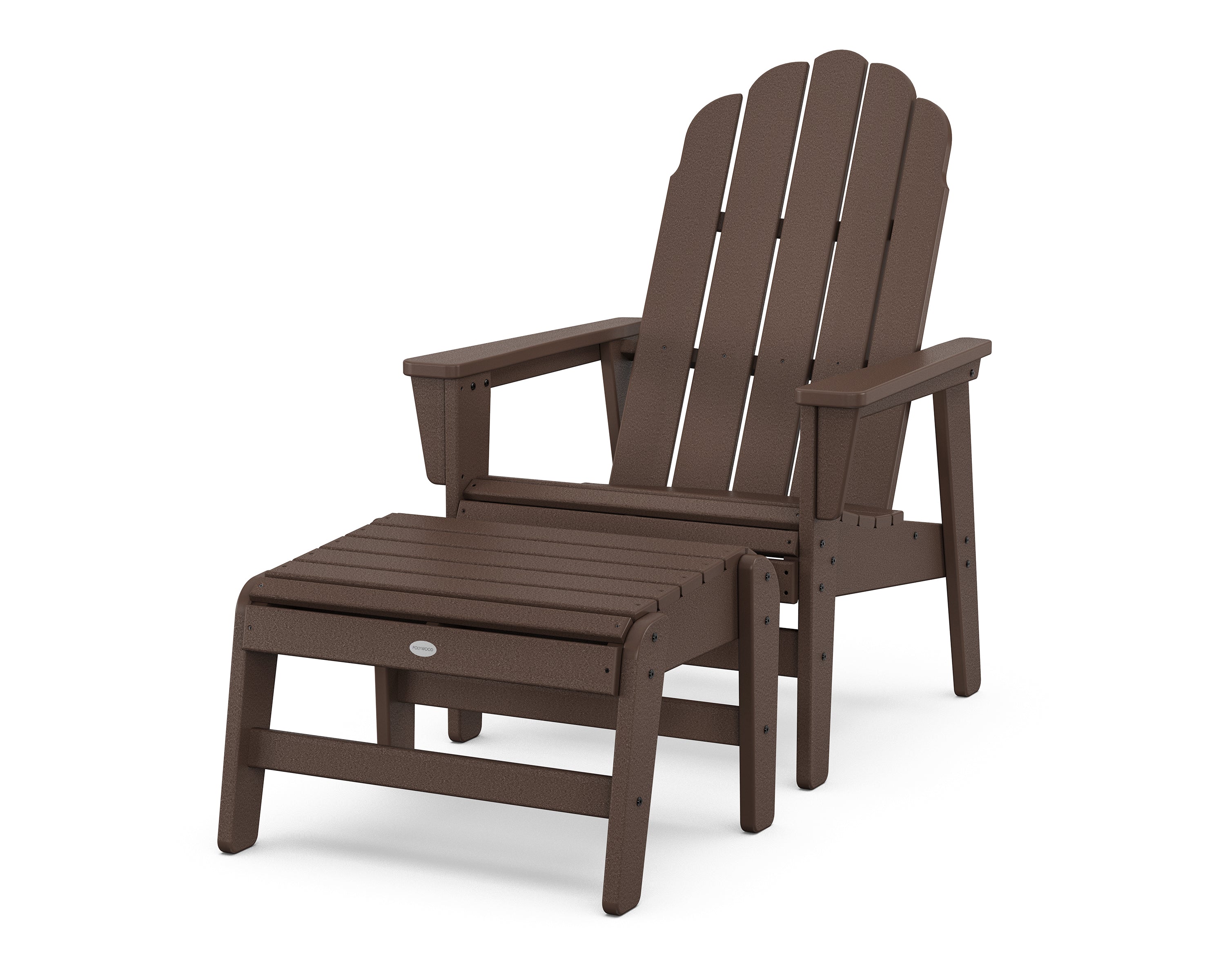 POLYWOOD® Vineyard Grand Upright Adirondack Chair with Ottoman in Mahogany