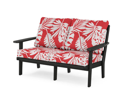 POLYWOOD® Oxford Deep Seating Loveseat in Black / Leaf Crimson