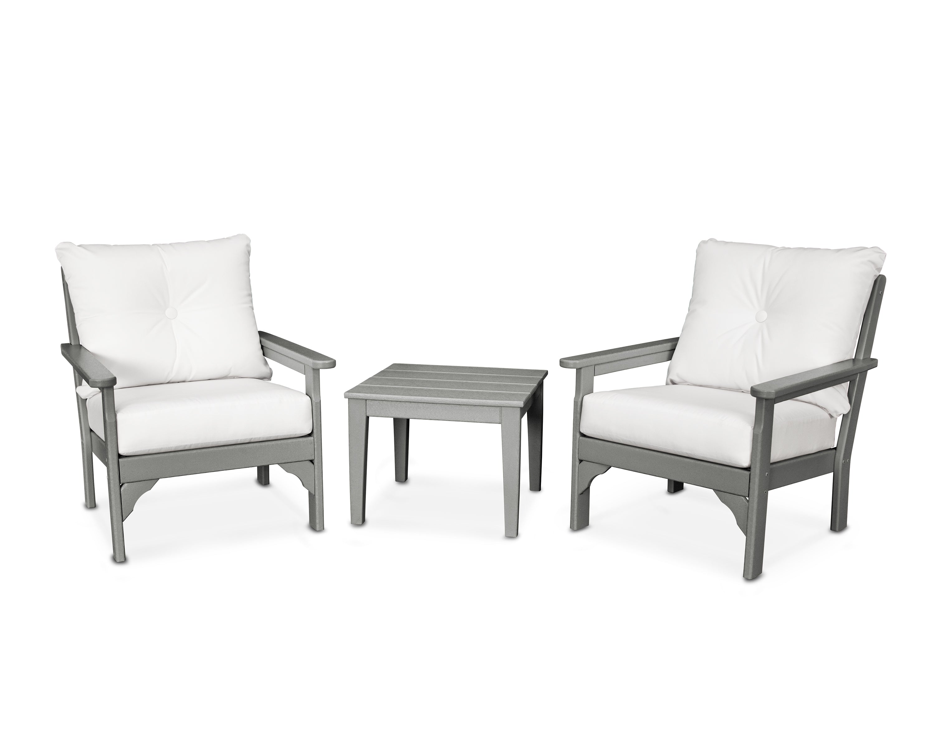 POLYWOOD® Vineyard 3-Piece Deep Seating Set in Slate Grey / Natural
