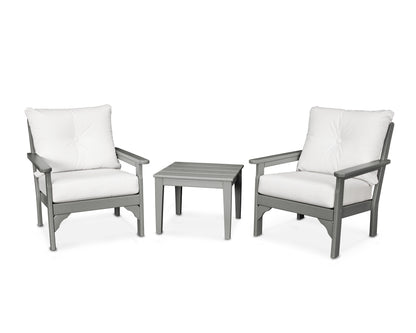 POLYWOOD® Vineyard 3-Piece Deep Seating Set in Slate Grey / Natural