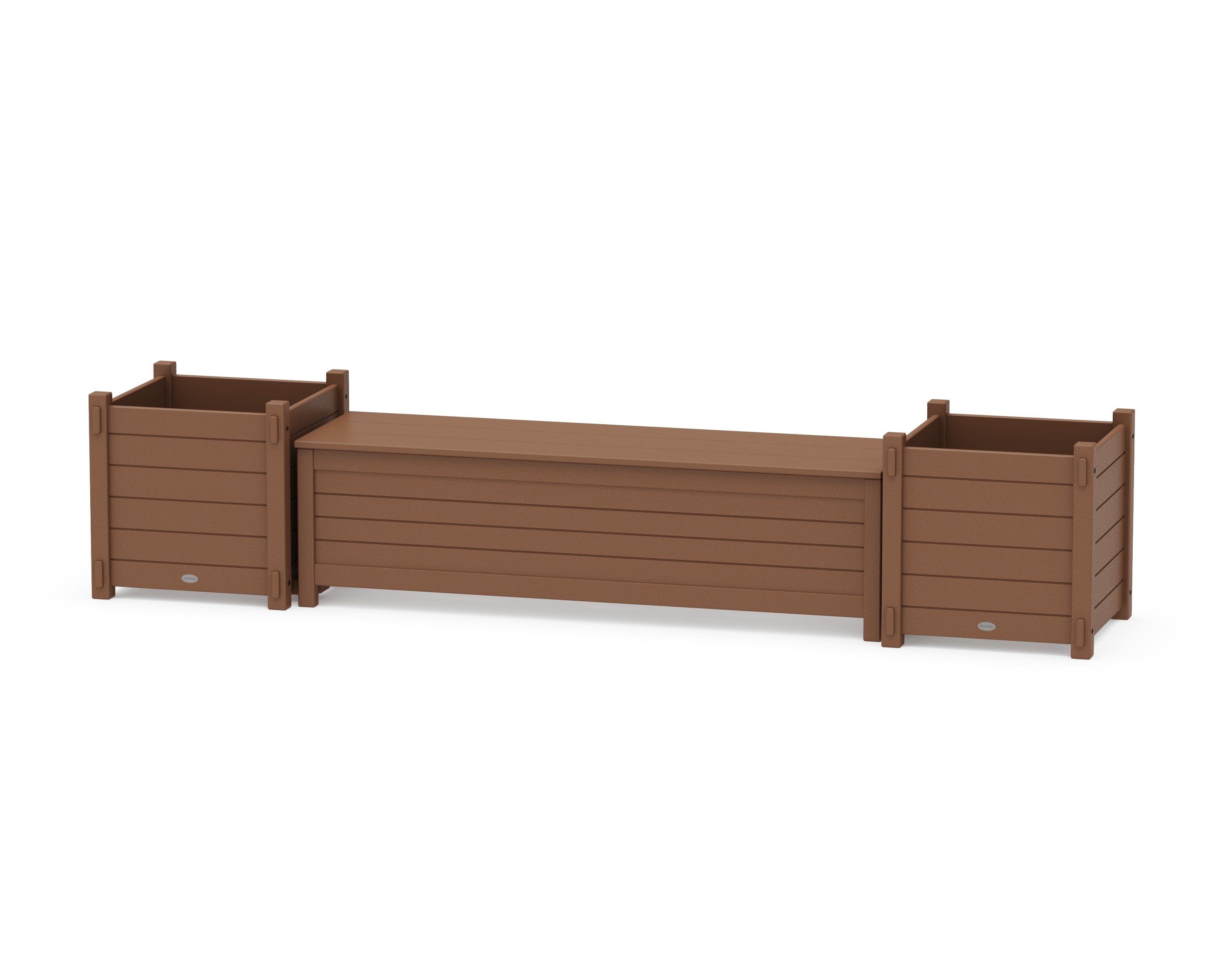 POLYWOOD® 60" Nautical Straight Planter Storage Bench Set- Large in Teak