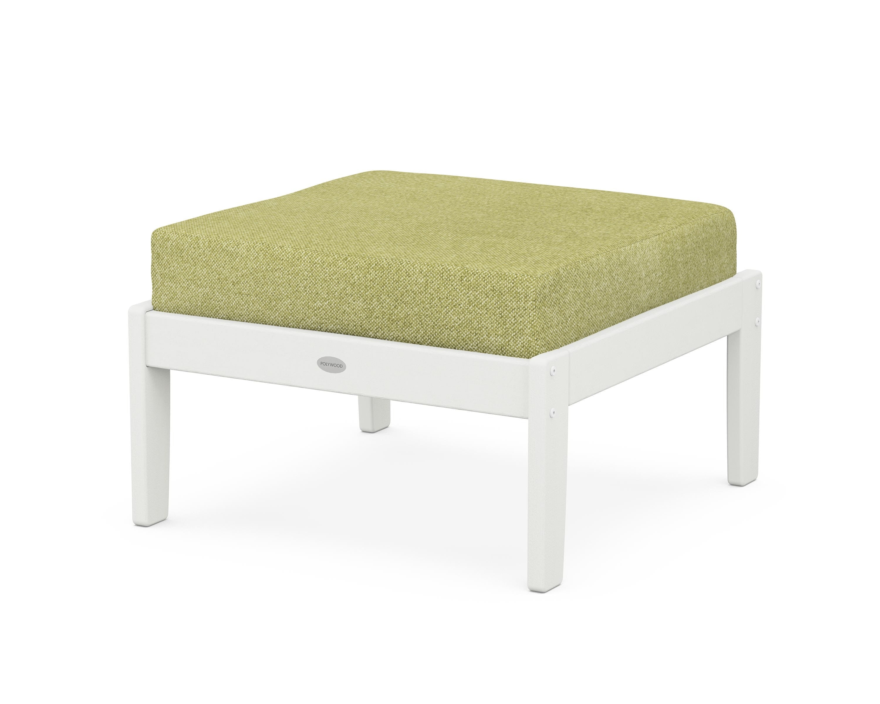 POLYWOOD® Braxton Deep Seating Ottoman in Vintage White / Chartreuse Boucle