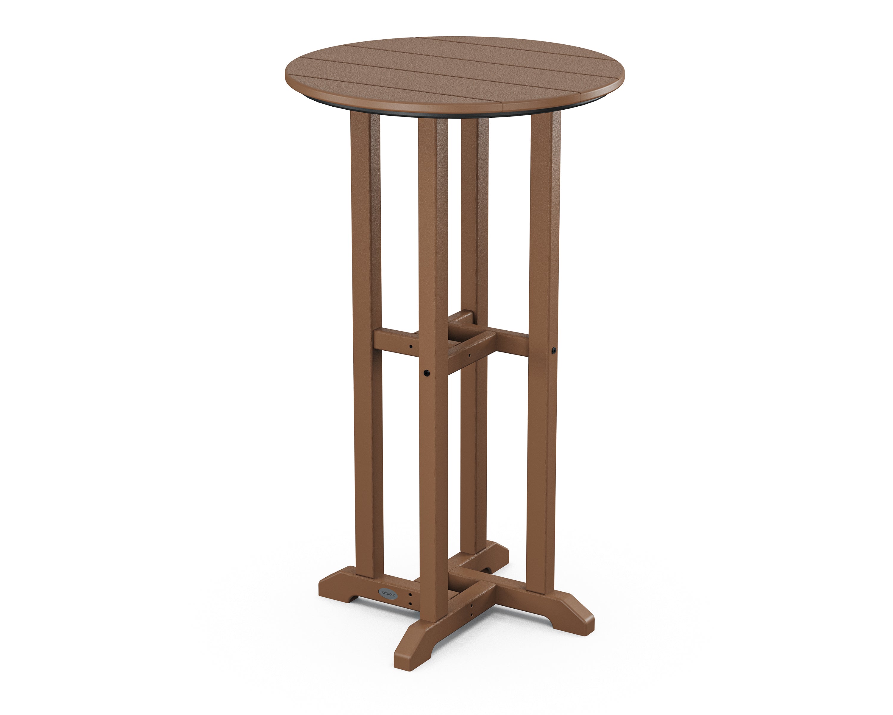 POLYWOOD® 24" Round Farmhouse Bar Bistro Table in Teak