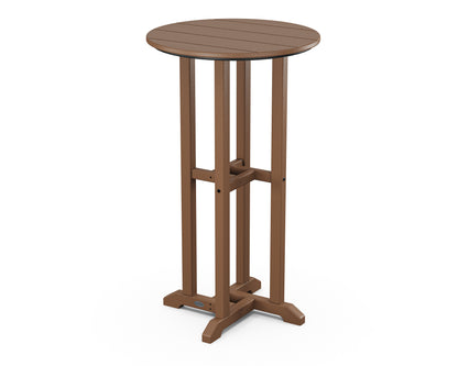 POLYWOOD® 24" Round Farmhouse Bar Bistro Table in Teak