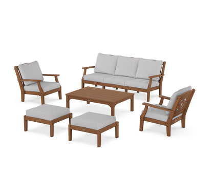 Martha Stewart by POLYWOOD® Chinoiserie 6-Piece Lounge Sofa Set in Teak / Granite