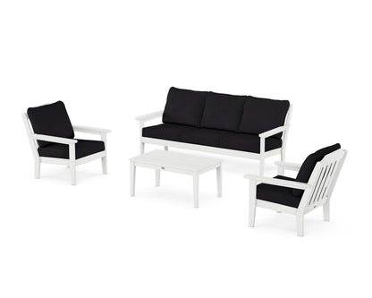 Country Living Cottage 4-Piece Deep Seating Set with Sofa in White / Midnight Linen