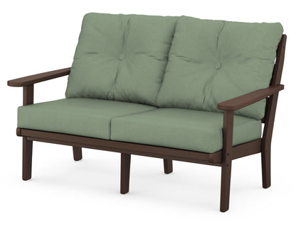 POLYWOOD® Lakeside Deep Seating Loveseat in Mahogany / Exhale Rainwashed