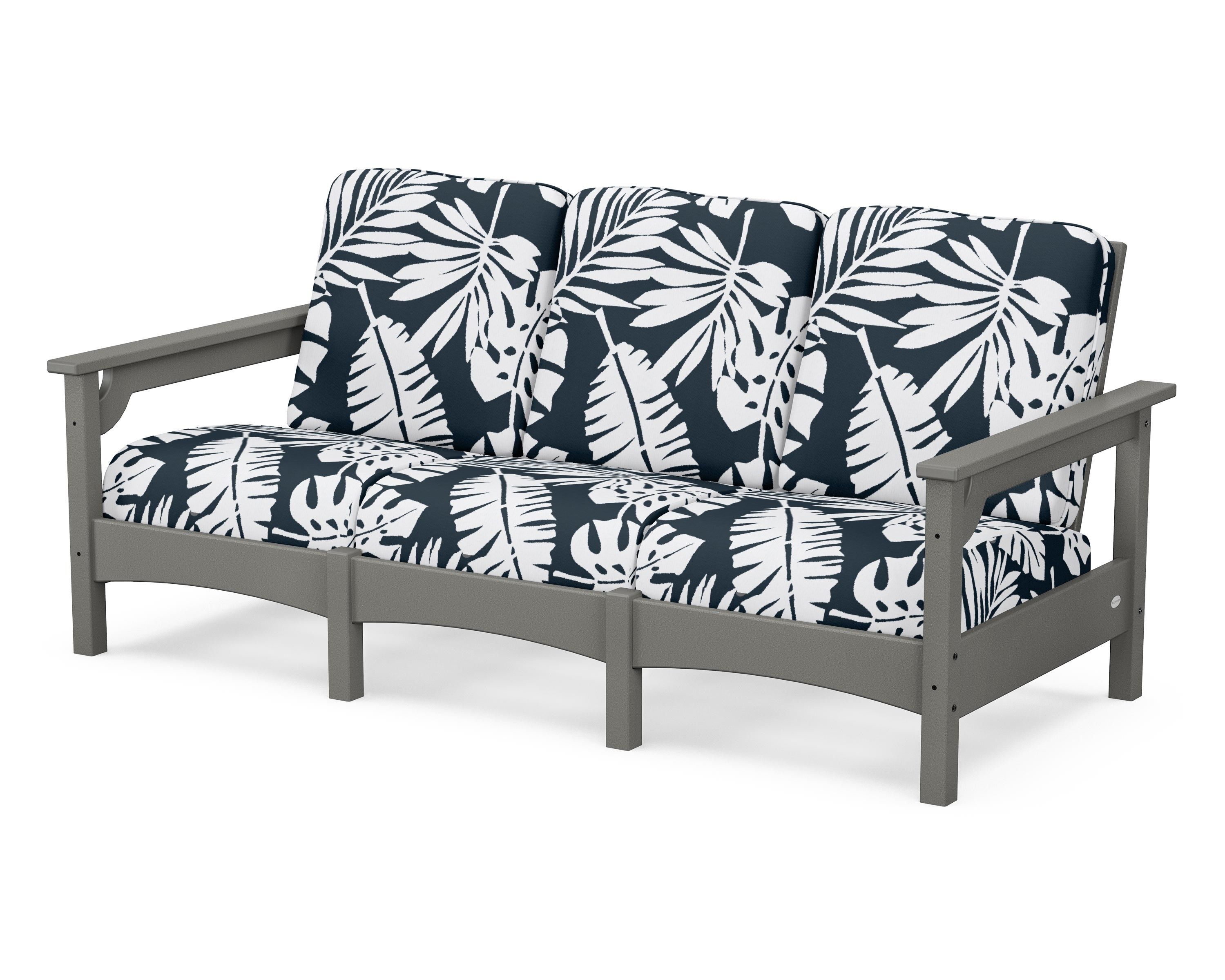 POLYWOOD® Club Sofa in Slate Grey / Leaf Marine Indigo