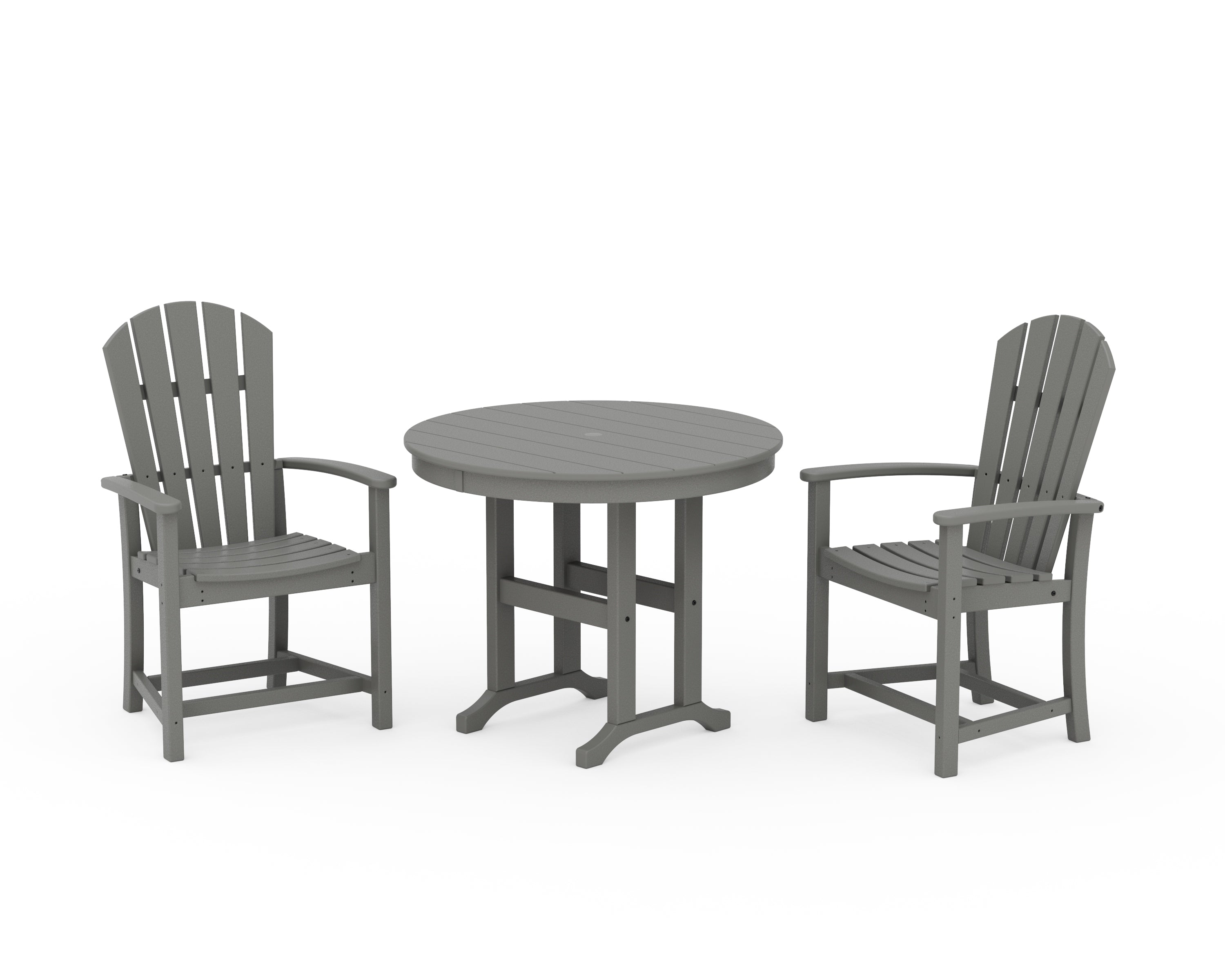POLYWOOD® Palm Coast 3-Piece Round Farmhouse Dining Set in Slate Grey