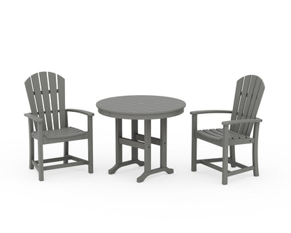 POLYWOOD® Palm Coast 3-Piece Round Farmhouse Dining Set in Slate Grey