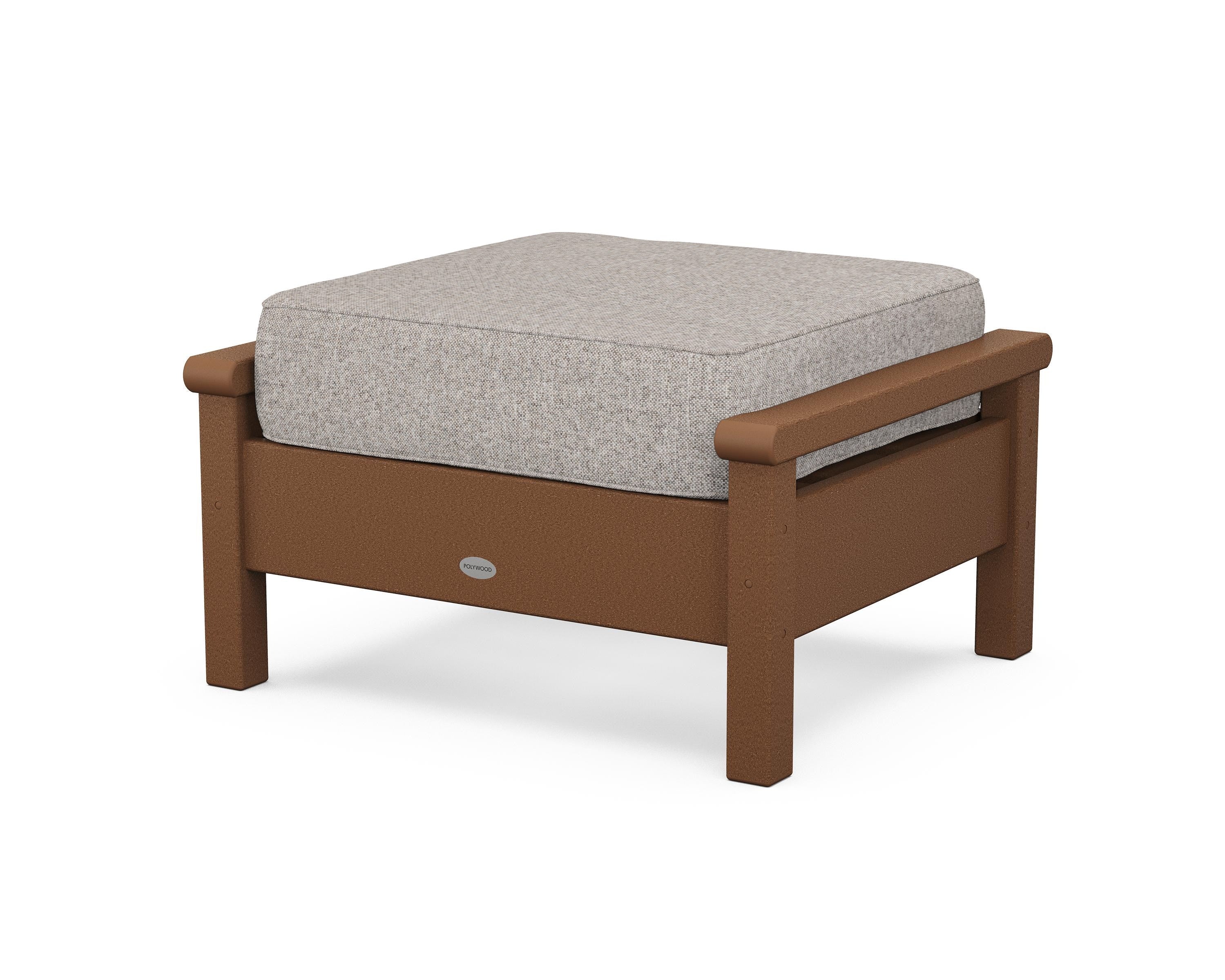 POLYWOOD® Harbour Deep Seating Ottoman in Teak / Weathered Tweed