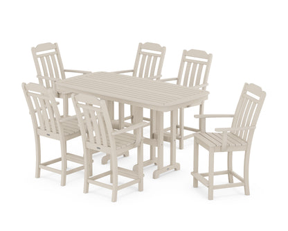Country Living Cottage Arm Chair 7-Piece Counter Set in Sand