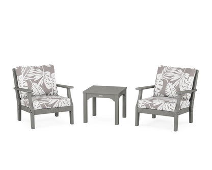 Martha Stewart by POLYWOOD® Chinoiserie 3-Piece Deep Seating Set in Slate Grey / Leaf Grey Mist