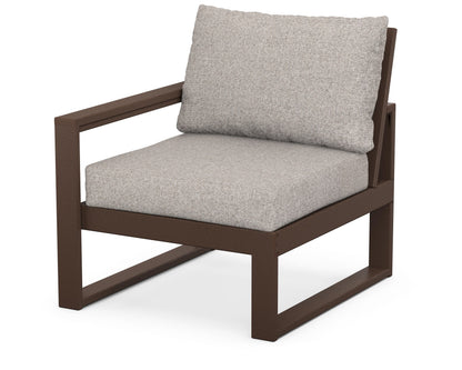 POLYWOOD® EDGE Modular Left Arm Chair in Mahogany / Weathered Tweed