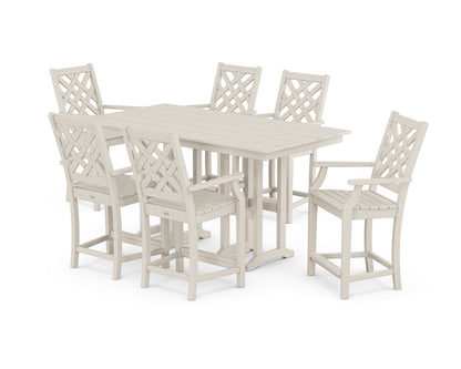 Country Living Wovendale Arm Chair 7-Piece Farmhouse Counter Set in Sand