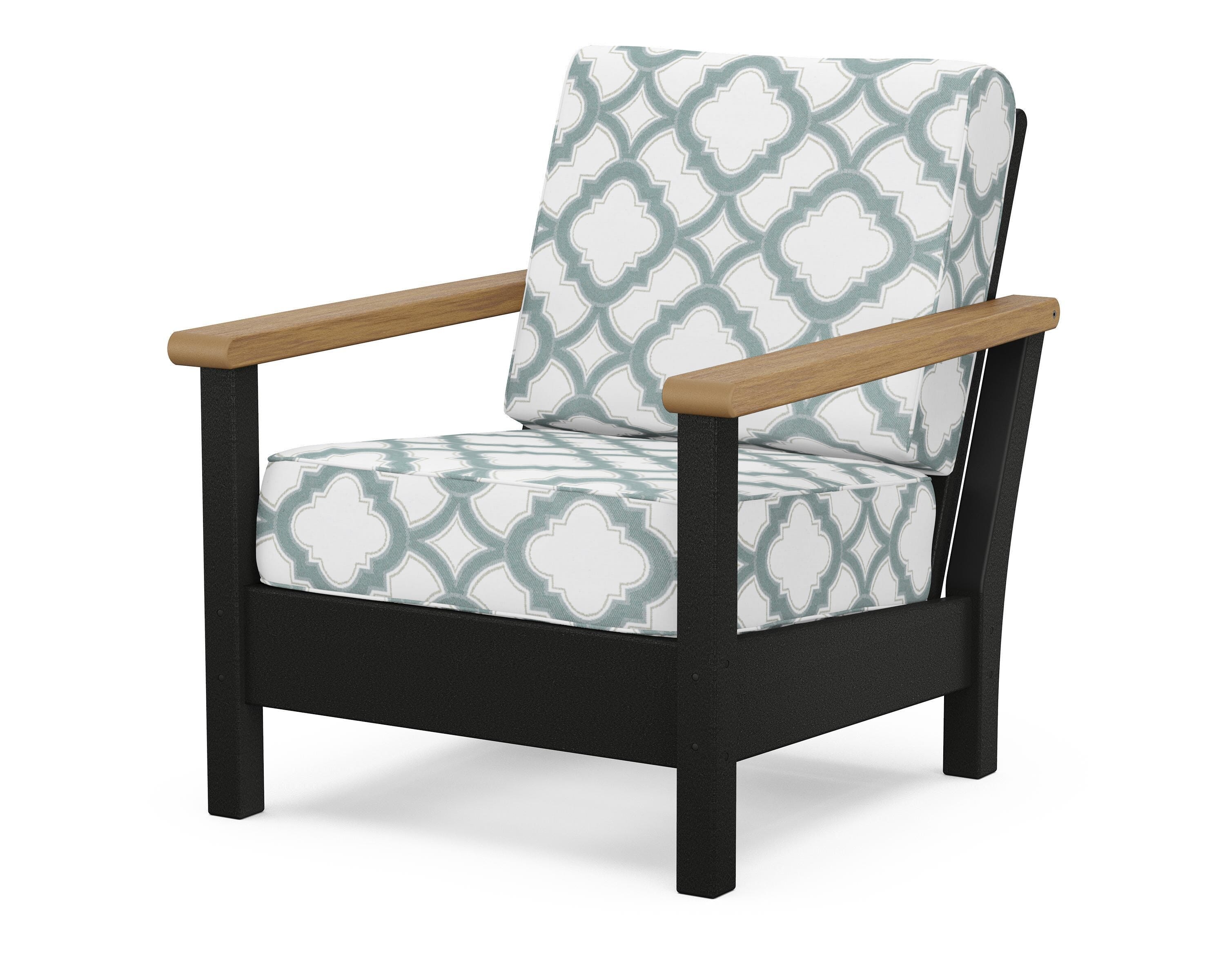 POLYWOOD® Harbour Deep Seating Chair in Black / Natural / Trellis Glacier Spa