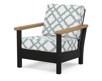POLYWOOD® Harbour Deep Seating Chair in Black / Natural / Trellis Glacier Spa