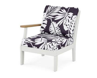 POLYWOOD® Braxton Modular Left Arm Chair in White / Natural / Leaf Navy