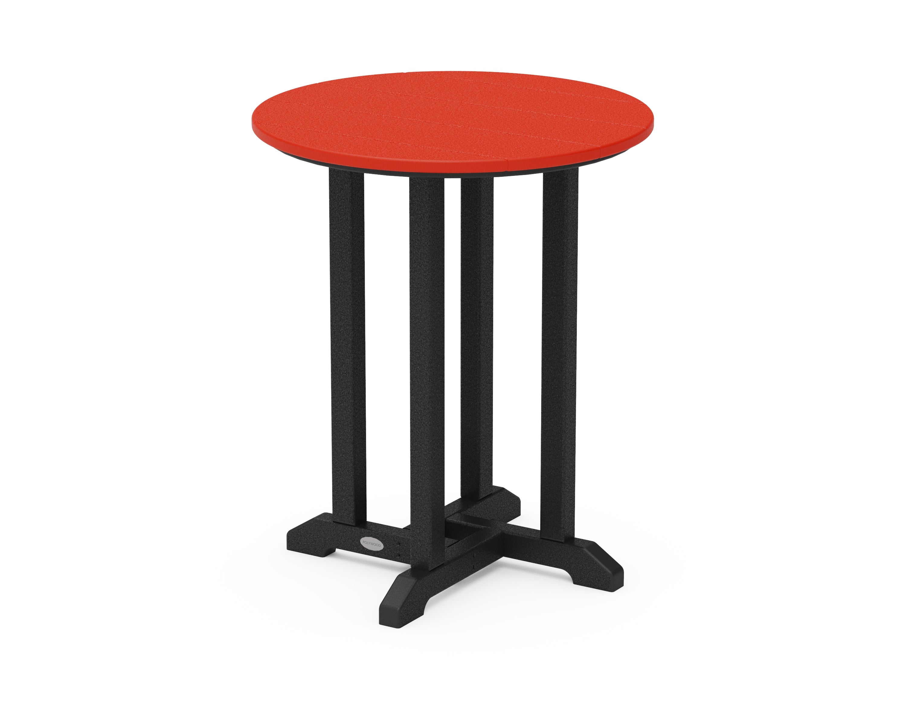 POLYWOOD® Contempo 24" Round Dining Table in Black / Sunset Red