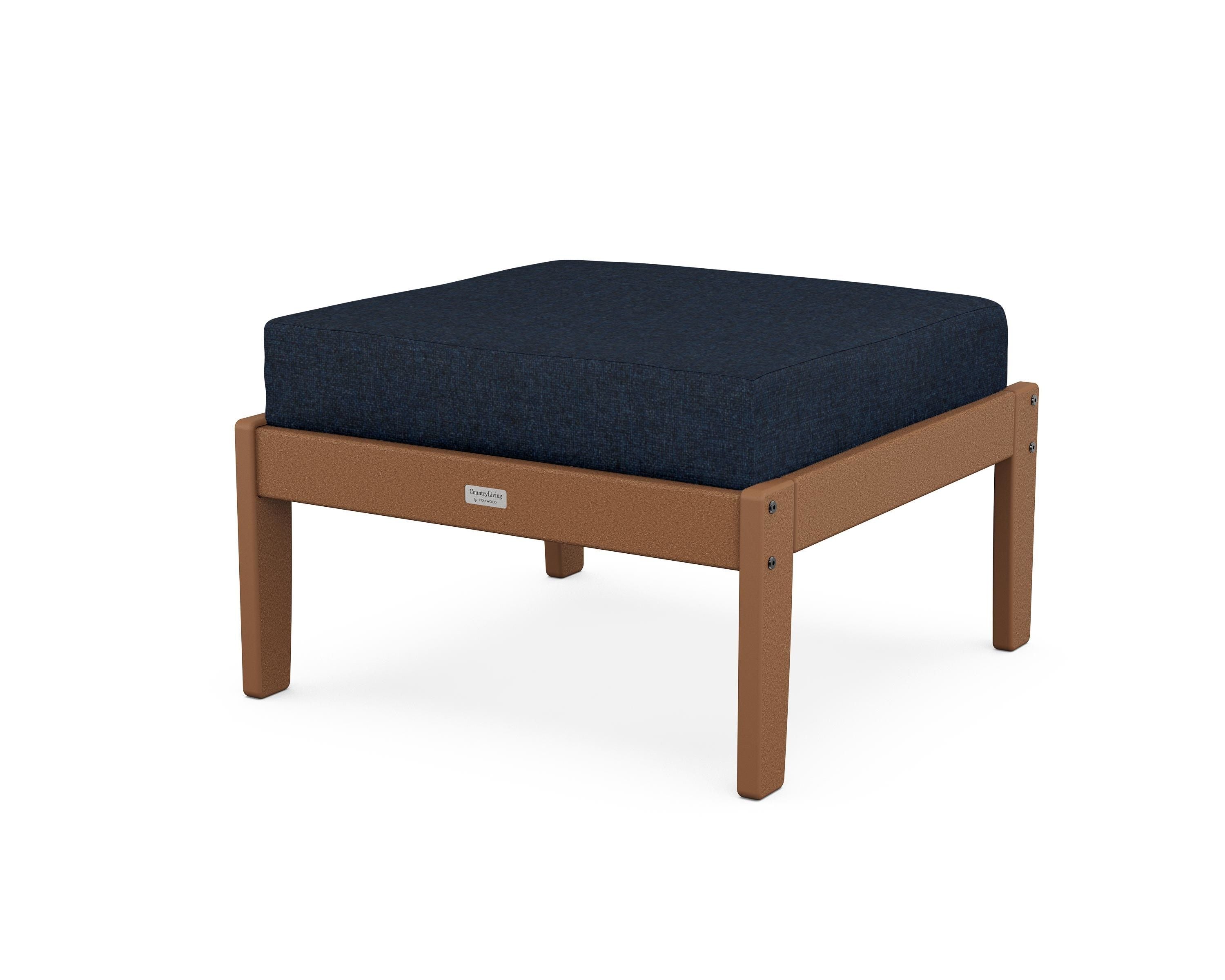Country Living Cottage Deep Seating Ottoman in Teak / Marine Indigo