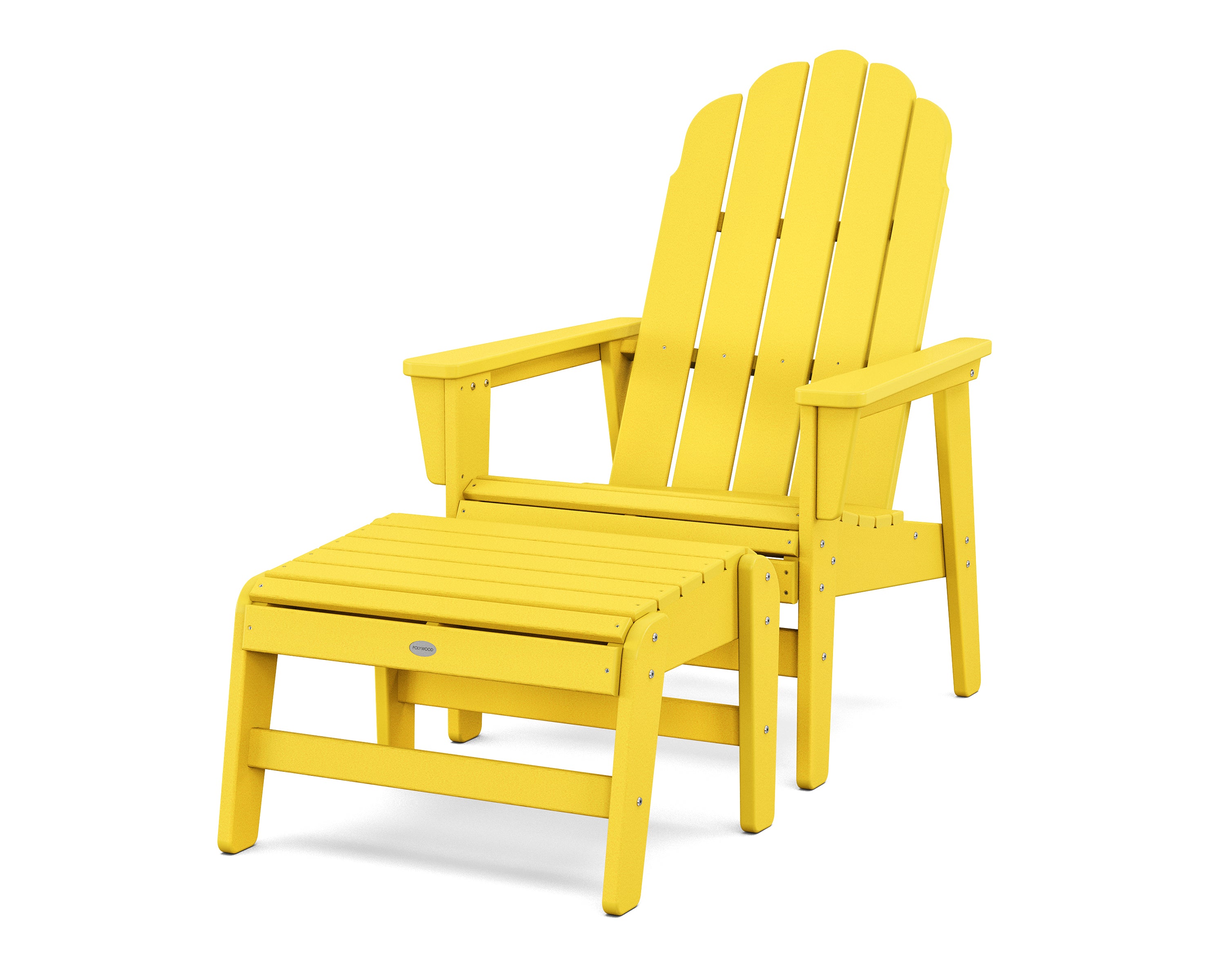 POLYWOOD® Vineyard Grand Upright Adirondack Chair with Ottoman in Lemon