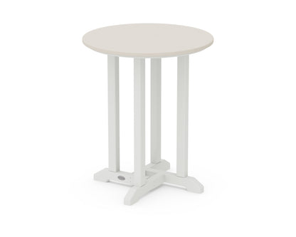 POLYWOOD® Contempo 24" Round Dining Table in White / Sand