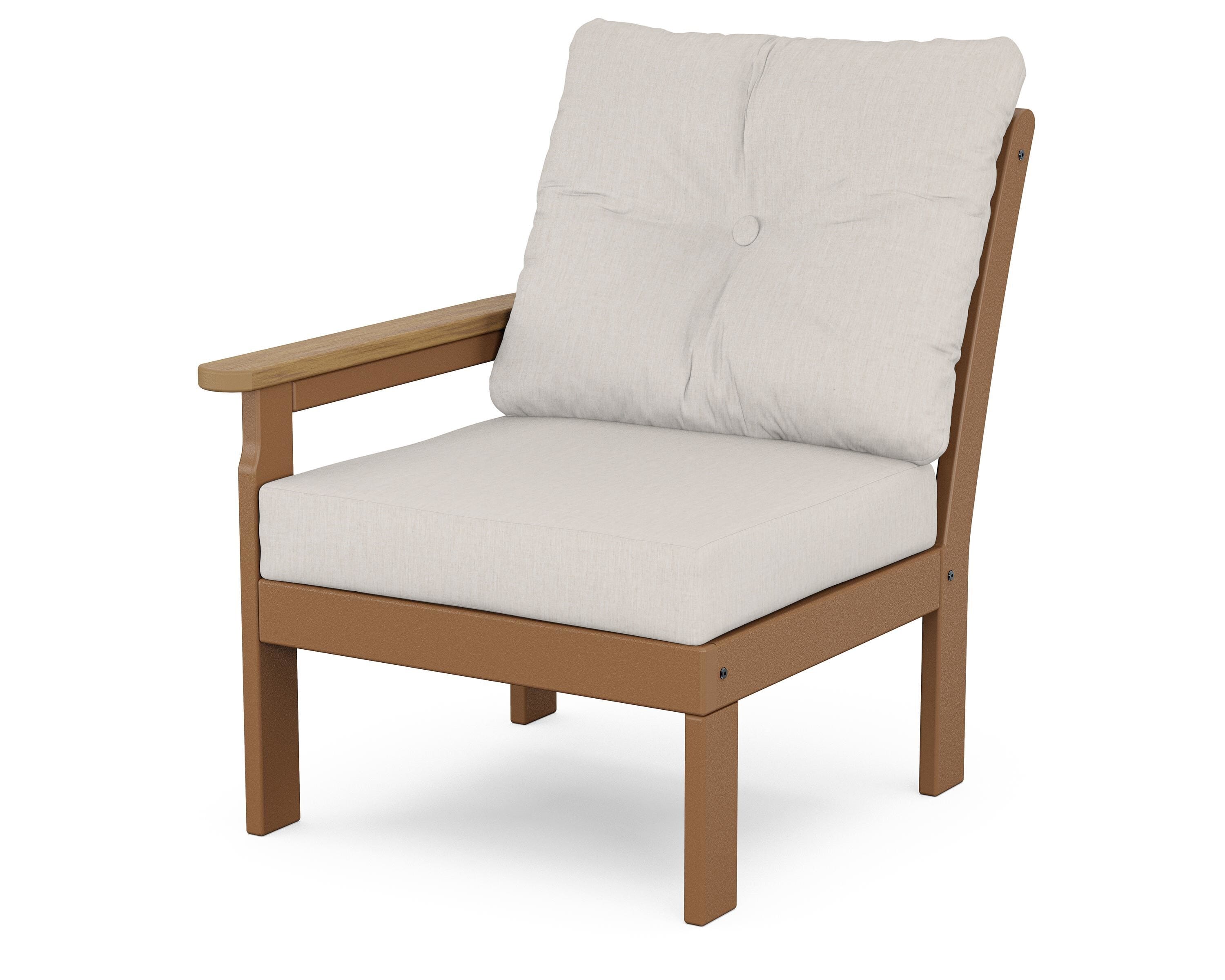 POLYWOOD® Vineyard Modular Left Arm Chair in Teak / Natural / Cast Ash