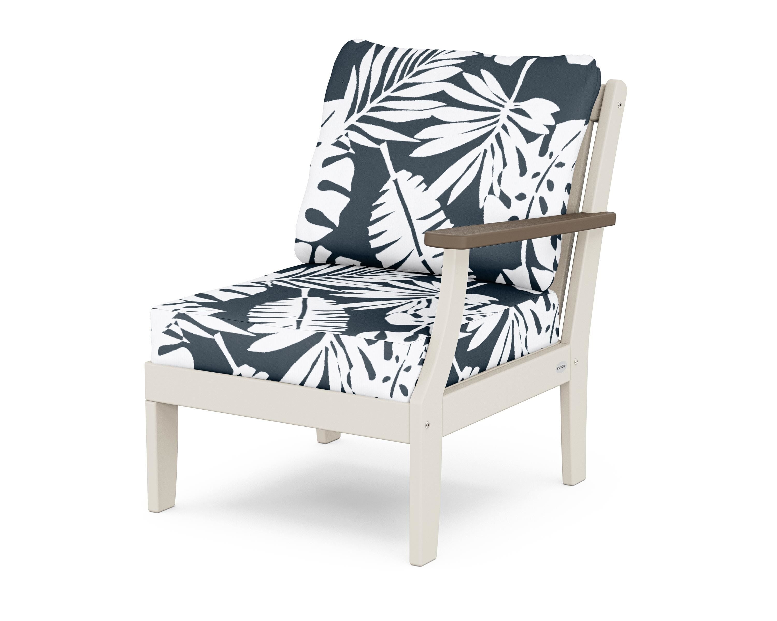 POLYWOOD® Braxton Modular Right Arm Chair in Sand / Kona / Leaf Marine Indigo