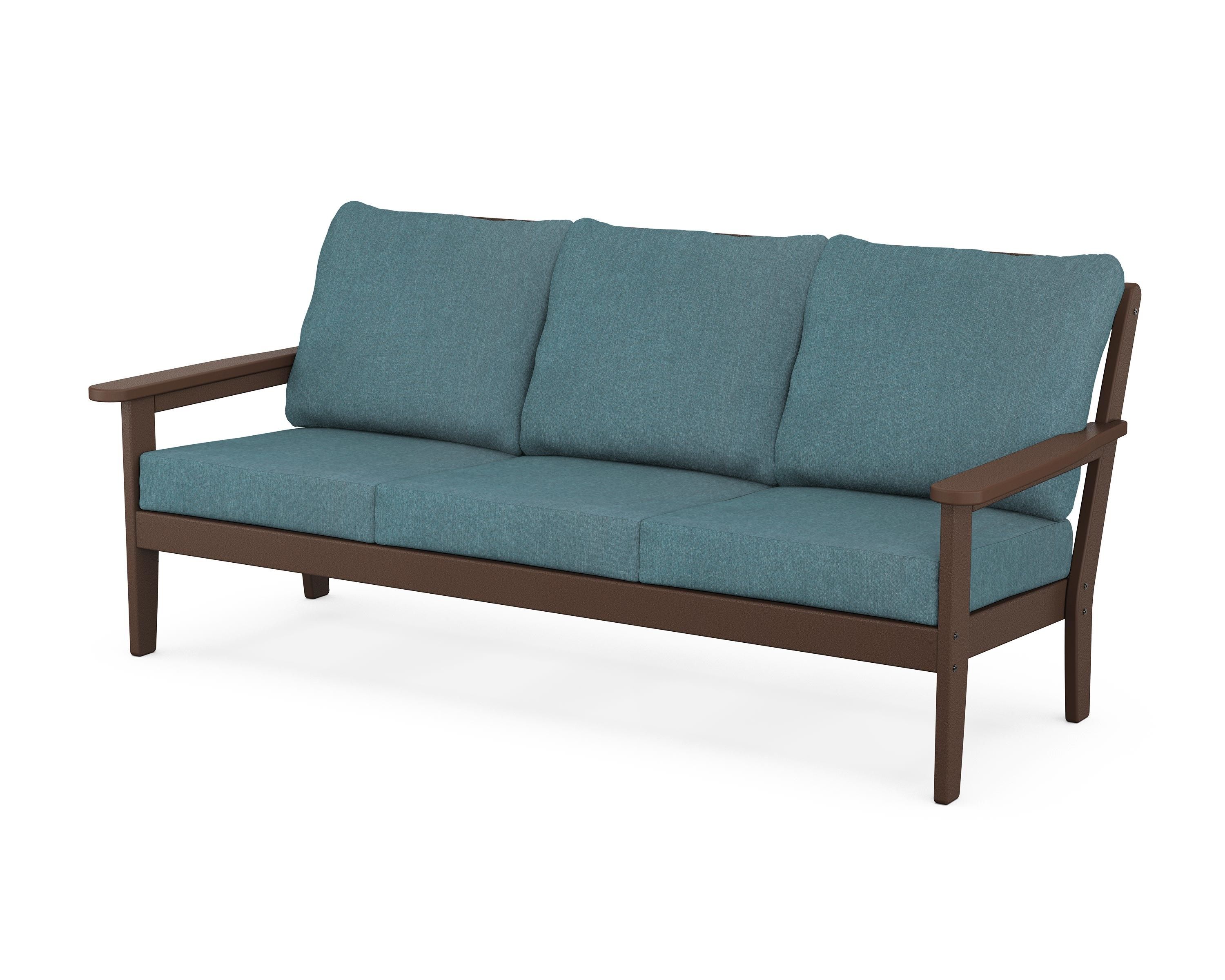 Country Living Cottage Deep Seating Sofa in Mahogany / Ocean Teal