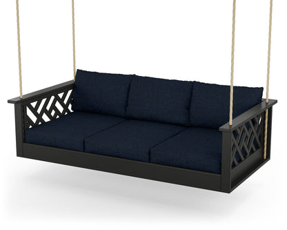 POLYWOOD® Chippendale Daybed Swing in Black / Marine Indigo