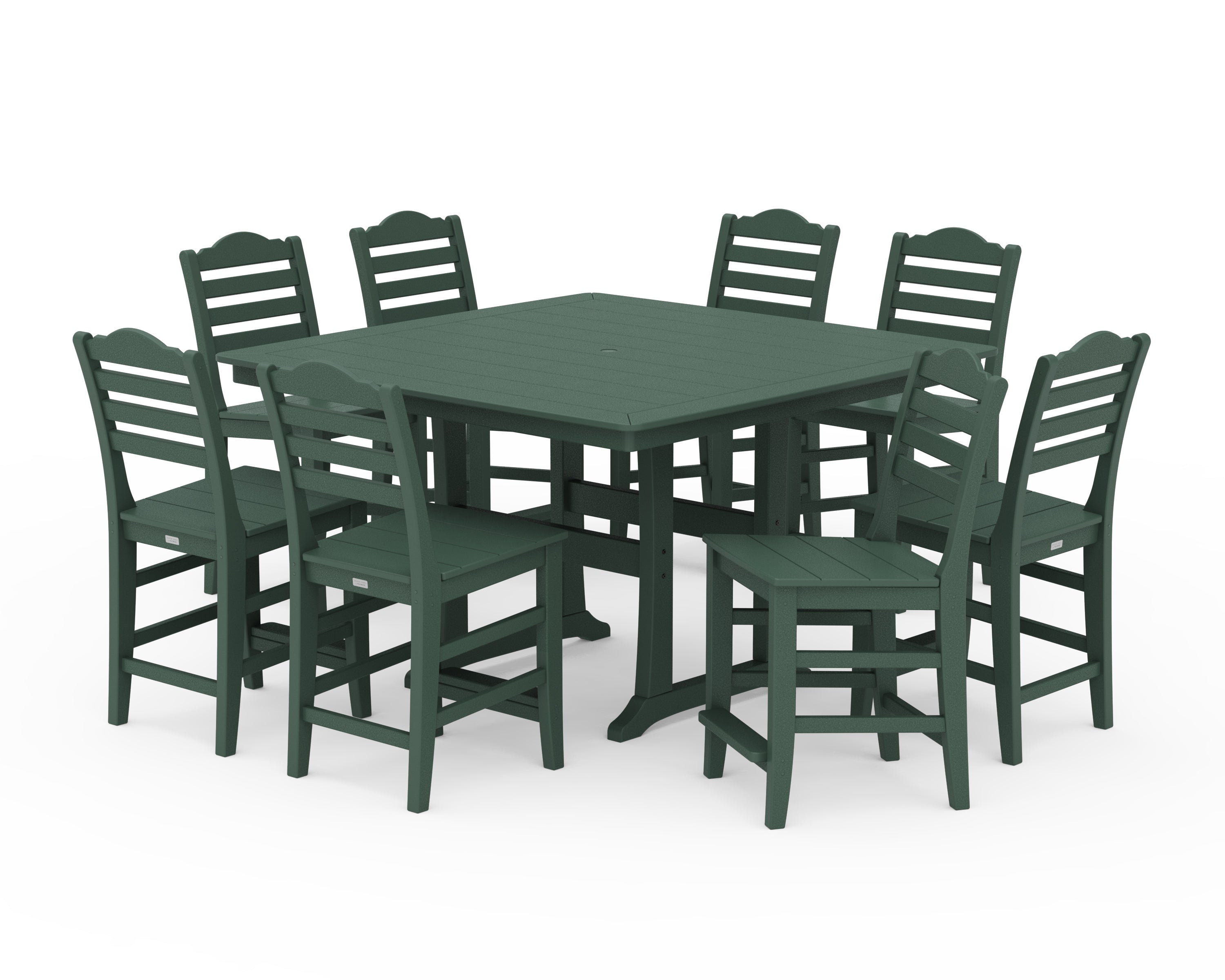 Draper James™ by  POLYWOOD® Savannah Side Chair 9-Piece Square Counter Set with Trestle Legs in Green