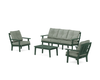 POLYWOOD® Mission 4-Piece Deep Seating Set with Sofa in Green / Cast Sage