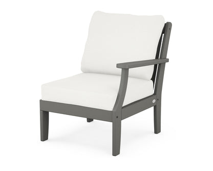POLYWOOD® Braxton Modular Right Arm Chair in Slate Grey / Natural Linen