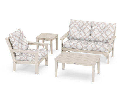 POLYWOOD® Vineyard 4-Piece Deep Seating Set in Sand / Trellis Dune Burlap