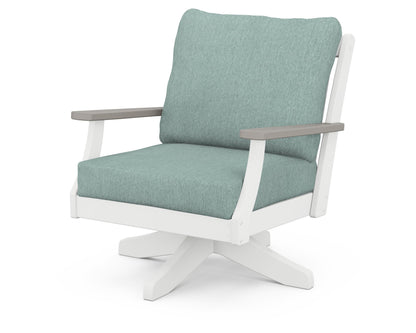 POLYWOOD® Braxton Deep Seating Swivel Chair in White / Driftwood / Glacier Spa