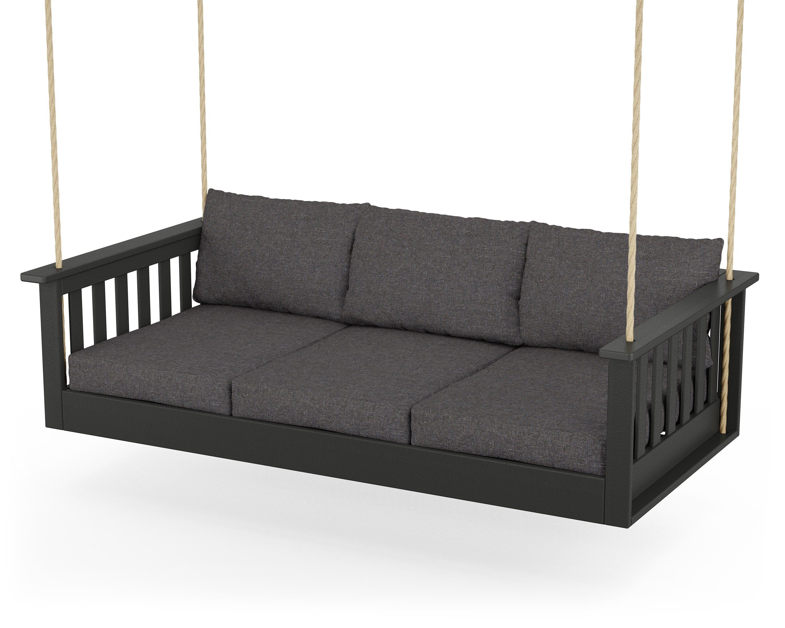 POLYWOOD® Vineyard Daybed Swing in Black / Ash Charcoal