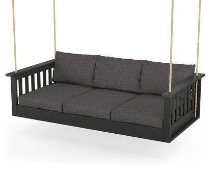 POLYWOOD® Vineyard Daybed Swing in Black / Ash Charcoal