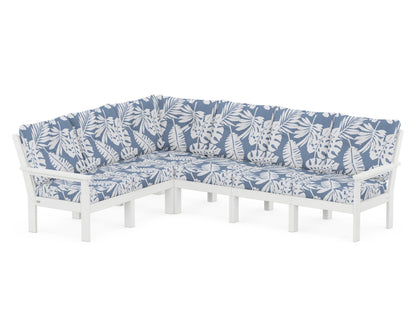 POLYWOOD® Vineyard 6-Piece Sectional in White / Leaf Sky Blue