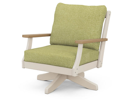 POLYWOOD® Braxton Deep Seating Swivel Chair in Sand / Natural / Chartreuse Boucle