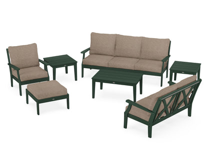 POLYWOOD® Braxton 7-Piece Deep Seating Set in Green / Spiced Burlap